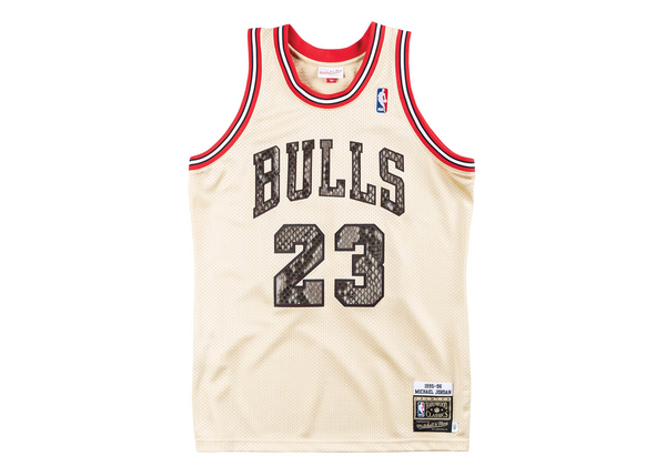 Custom Mitchell & Ness Michael Jordan 1995-1996 Chicago Bulls Premium Gold Python Jersey