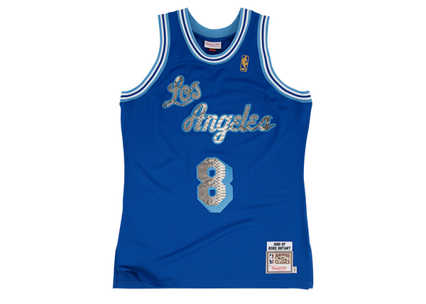 Custom Mitchell & Ness Kobe Bryant 1996-1997 Los Angeles Lakers Royal Python Jersey