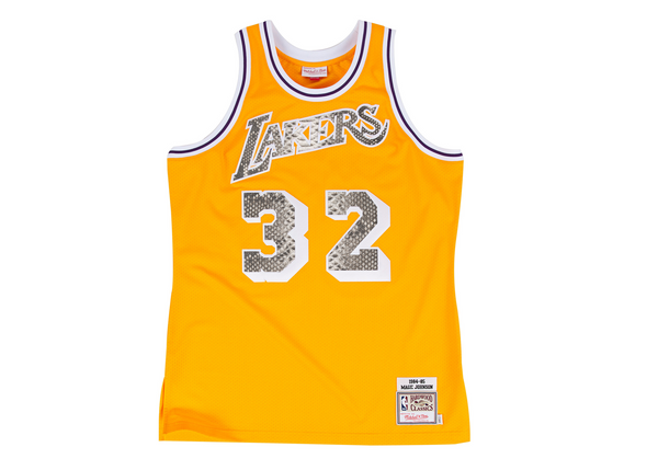 Custom Mitchell & Ness Magic Johnson 1984-1985 Los Angeles Lakers Python Jersey