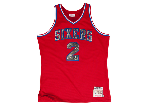 Custom Mitchell & Ness Moses Malone 1982-1983 Philadelphia 76ers Python Jersey