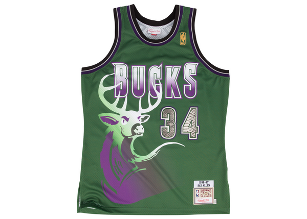 Custom Mitchell & Ness Ray Allen 1996-1997 Milwaukee Bucks Python Jersey