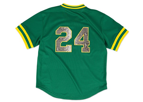 Custom Mitchell & Ness Rickey Henderson 1991 Oakland Athletics Authentic BP Python Jersey