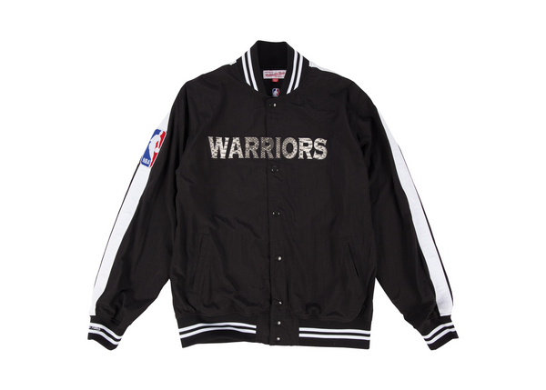 Custom Mitchell & Ness Golden State Warriors "Nothing But Net" Python Warm Up Jacket (Black)